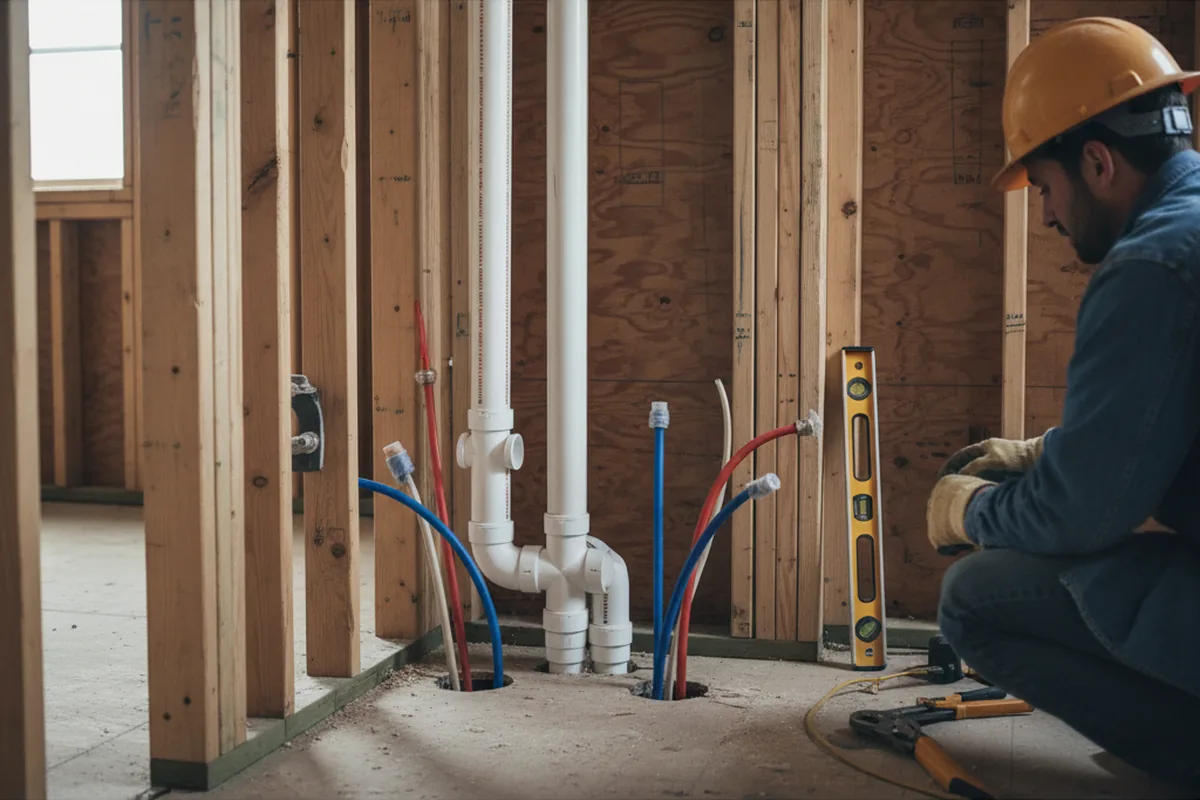 Drain and supply rough-in during Leak Detection in Quail Valley